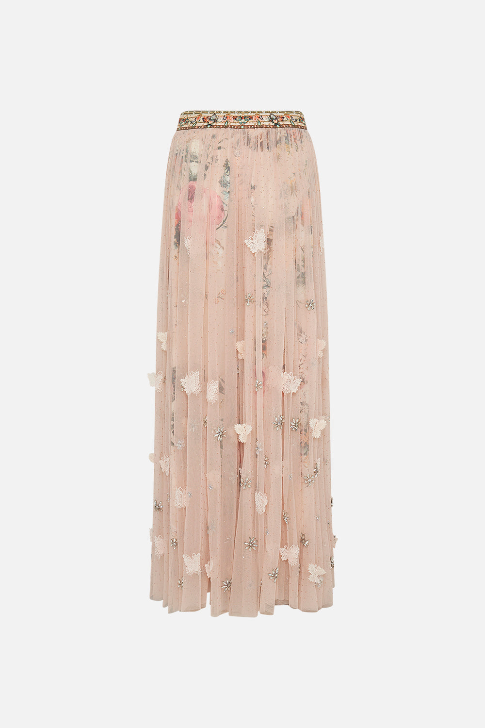 CAMILLA tulle maxi skirt in Rose Garden Revolution print