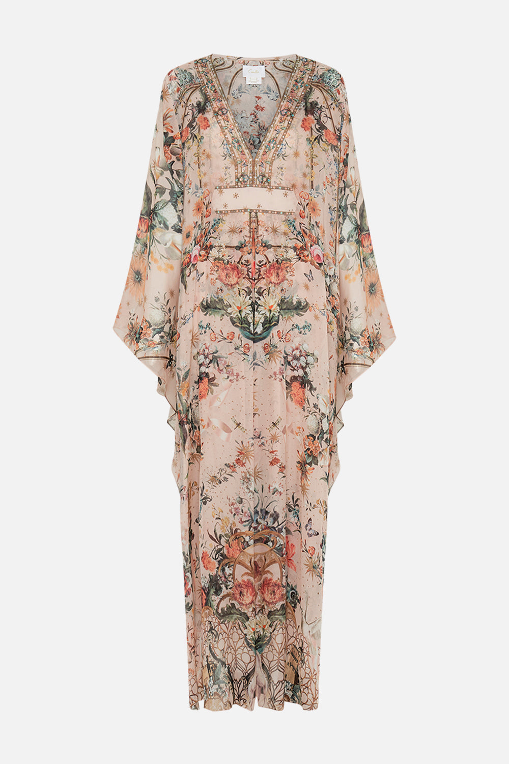 CAMILLA silk kaftan in Rose Garden Revolution print