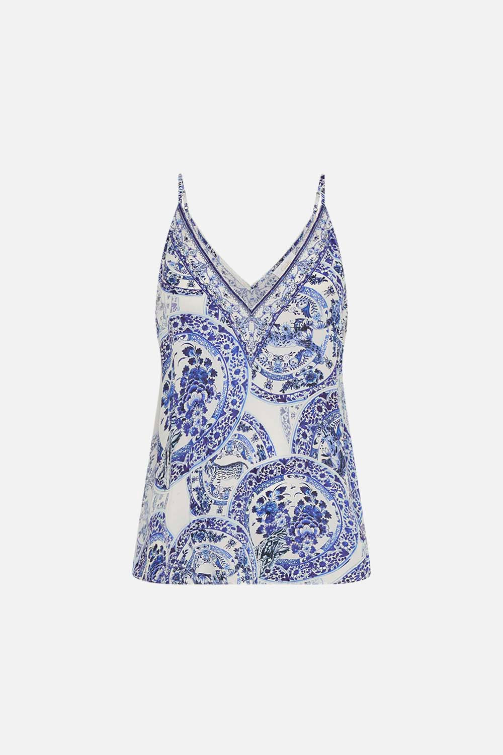 CAMILLA silk cami top in Glaze and Graze print