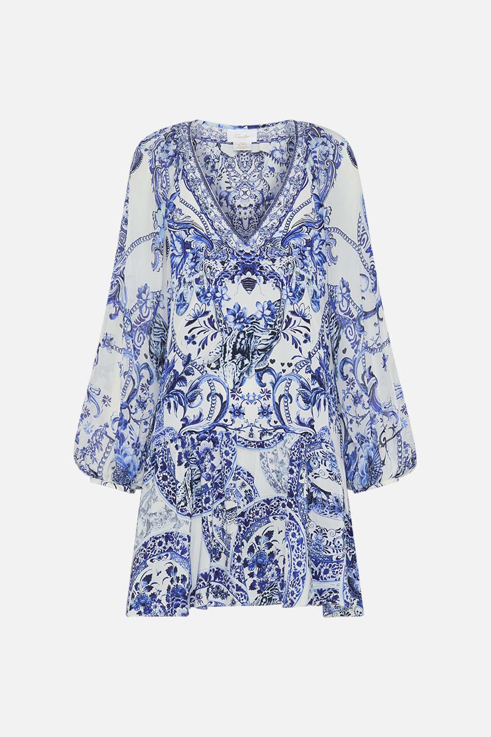 CAMILLA silk dress in Glaze and Graze print