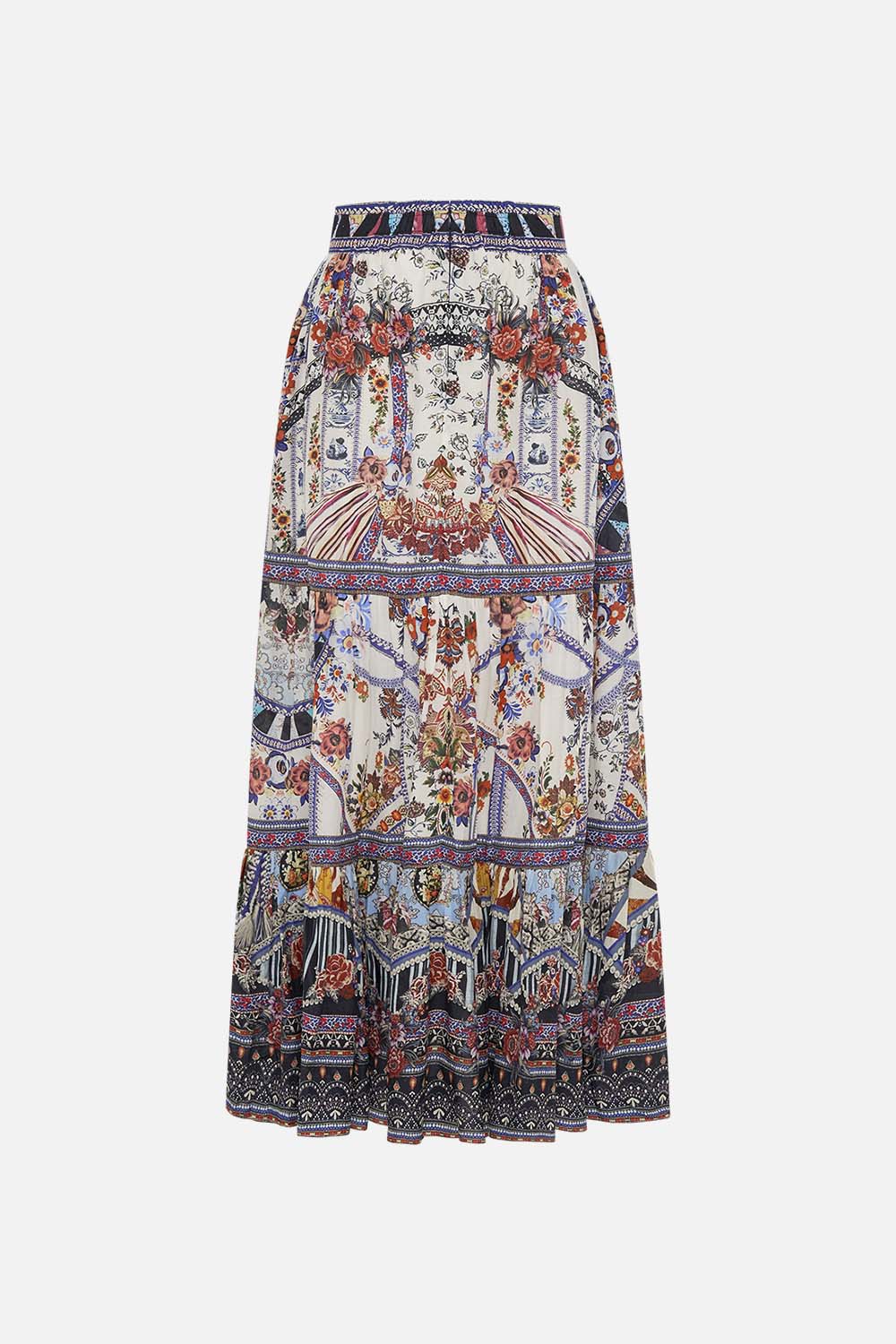 CAMILLA tiered skirt in My Folk Art Heart print