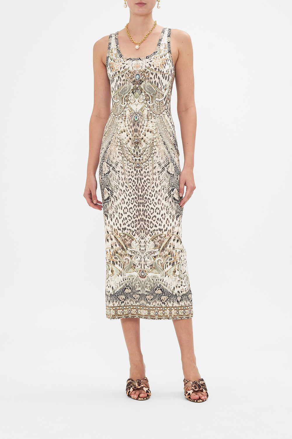 CAMILLA jersey dress in Looking Glass Houses print