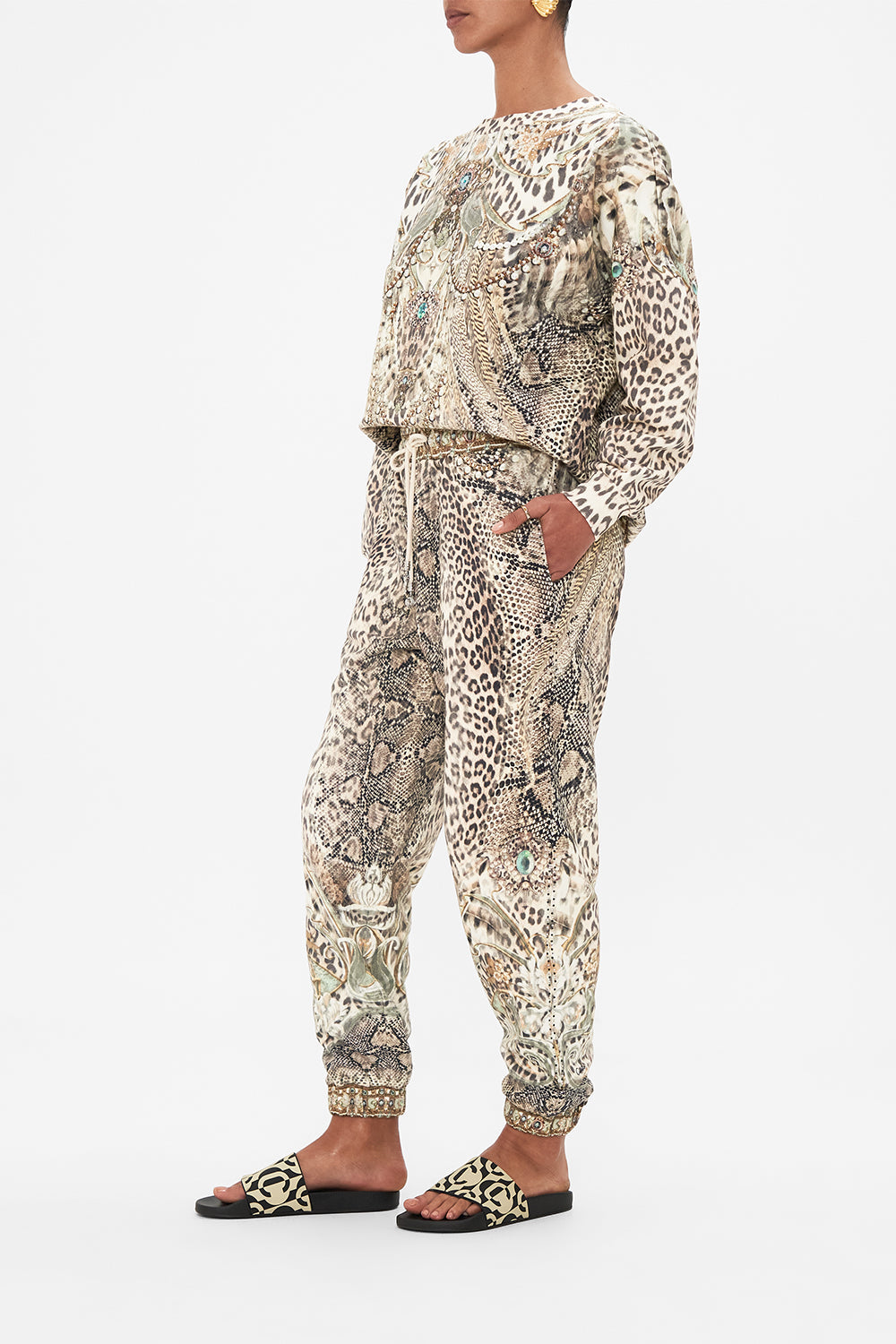 CAMILLA jersey track pants in Looking Glass Houses print