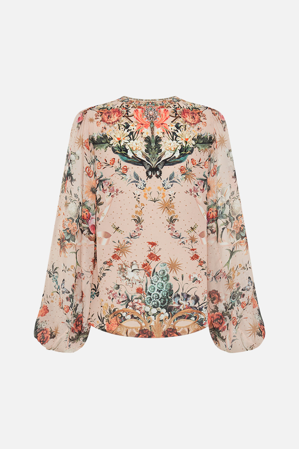 CAMILLA silk blouse in Rose Garden Revolution print
