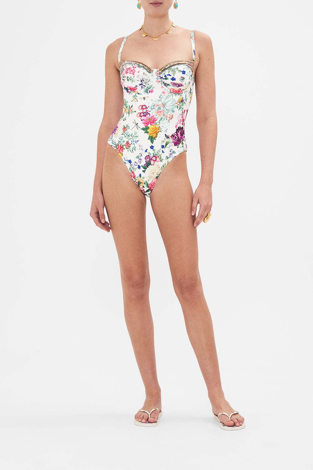 CAMILLA resortwear floral print one piece swimsuit in Plumes And Parterres print