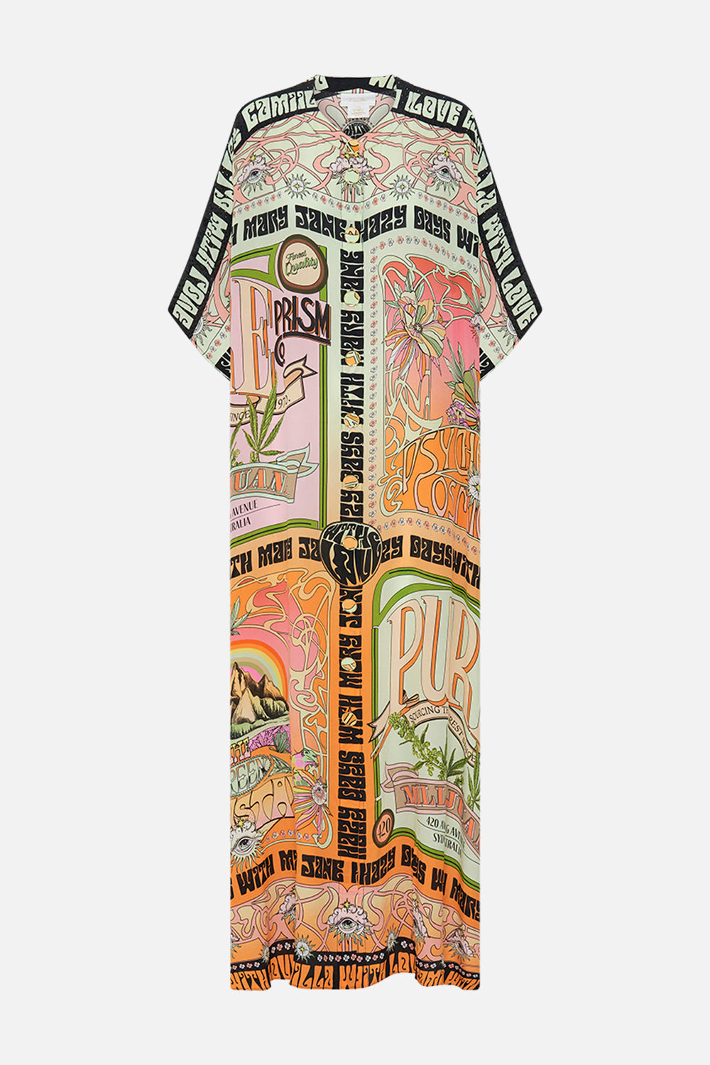 CAMILLA silk kaftan in Lets Chase Rainbows print