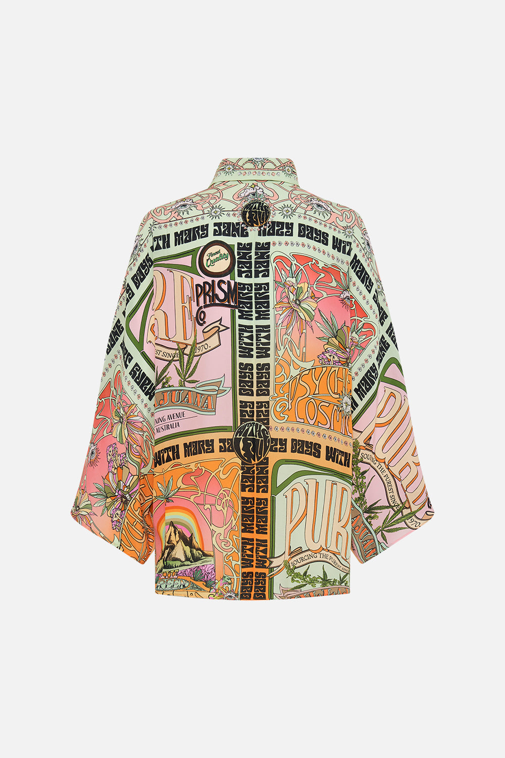 CAMILLA sillk blouse in Lets Chase Rainbows print