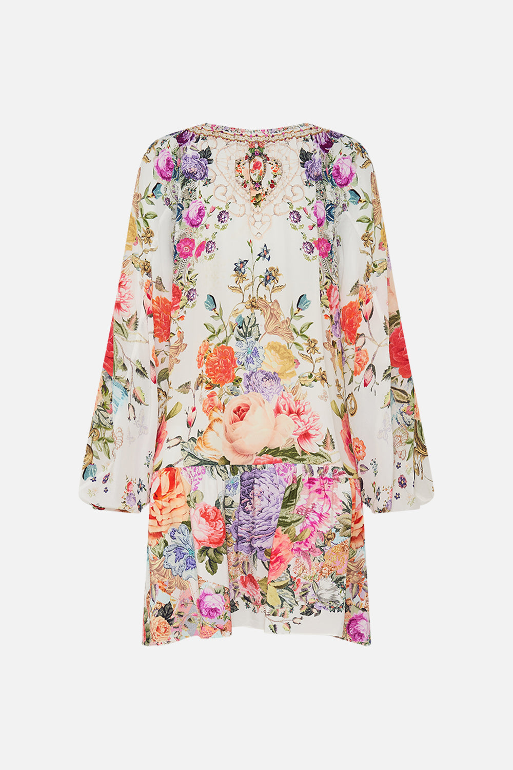 CAMILLA Floral V-Neck Dress with Blouson Sleeve in Sew Yesterday