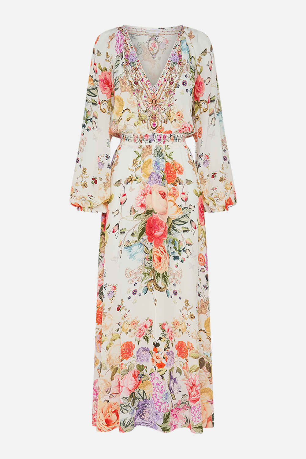 CAMILLA Floral Raglan Shirred Waist Dress in Sew Yesterday