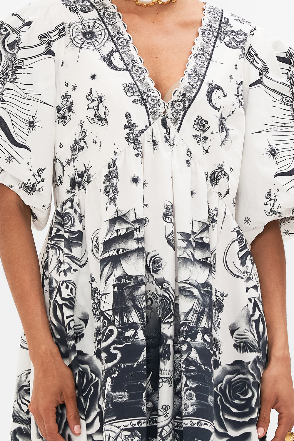 PUFF SLEEVE SHORT DRESS TALES OF TATTOO