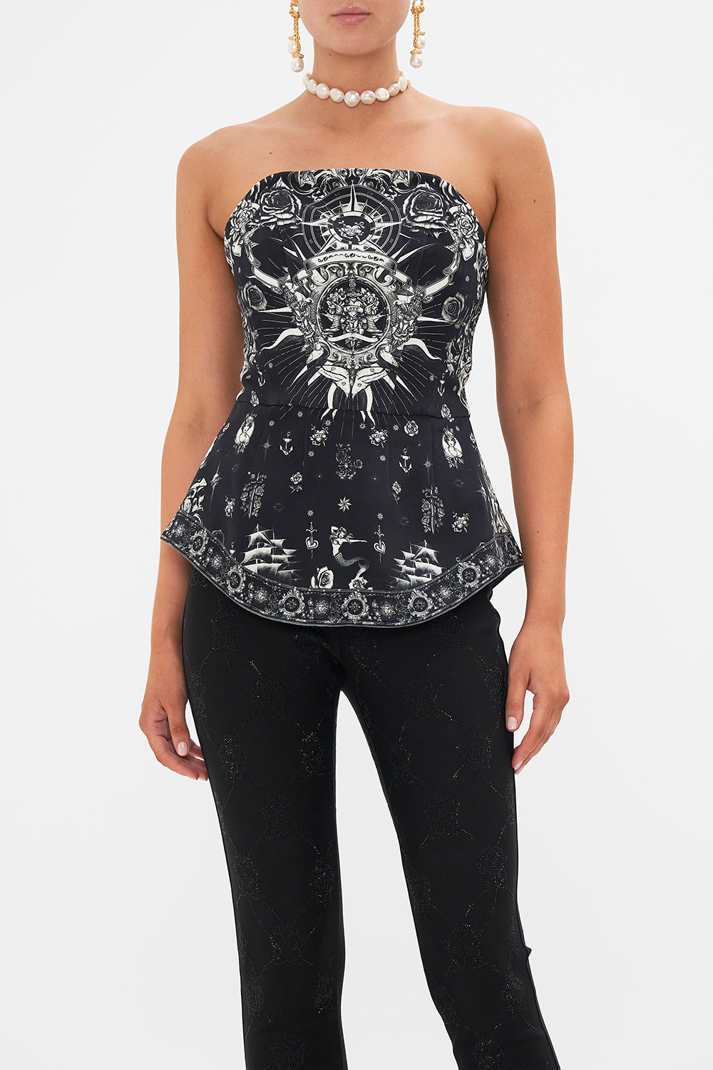 CURVED HEM ZIP DETAIL CORSET TALES OF TATTOO