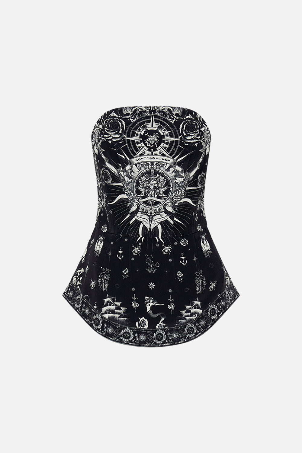 CURVED HEM ZIP DETAIL CORSET TALES OF TATTOO