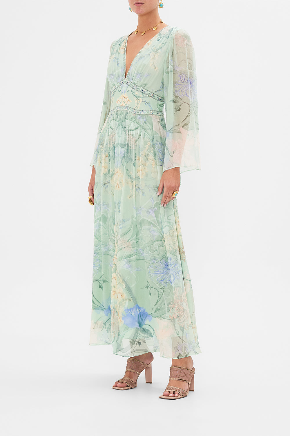 CAMILLA Floral Flared Sleeve Dress in Dreaming in Dutch
