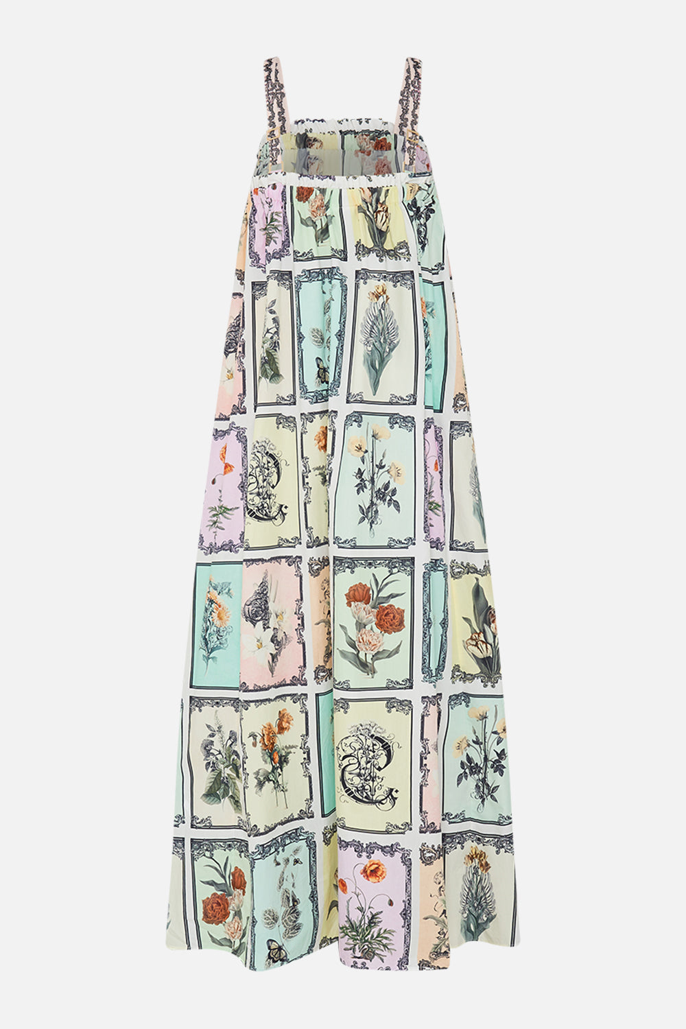 CAMILLA floral print sundress in Long Live Letterpress print