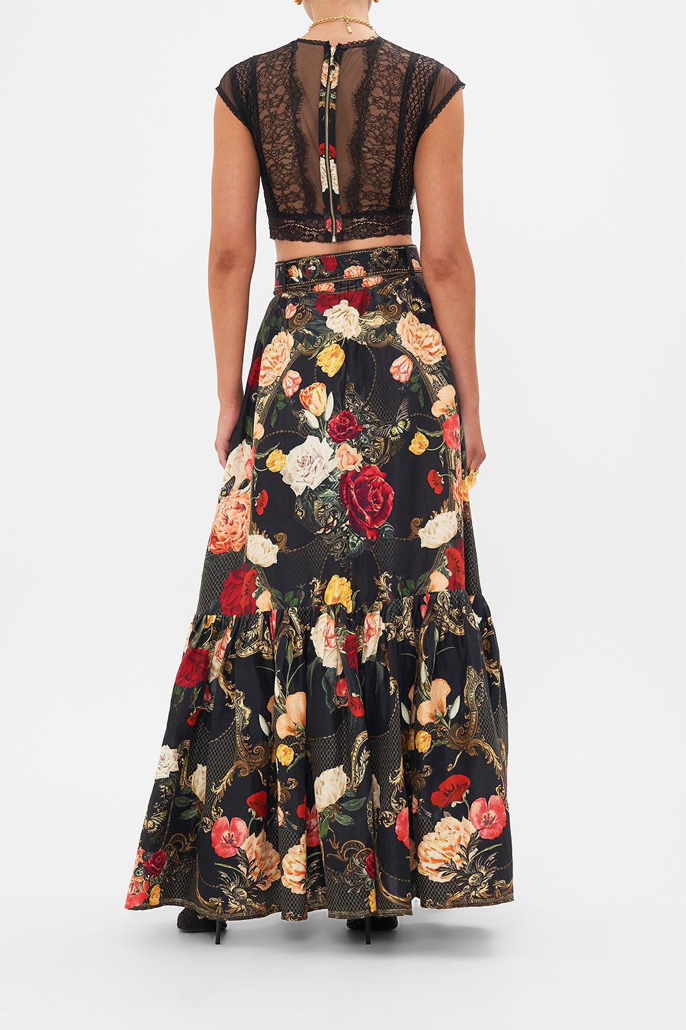 CAMILLA Black Lace Splice Top in Magic in the Manuscripts