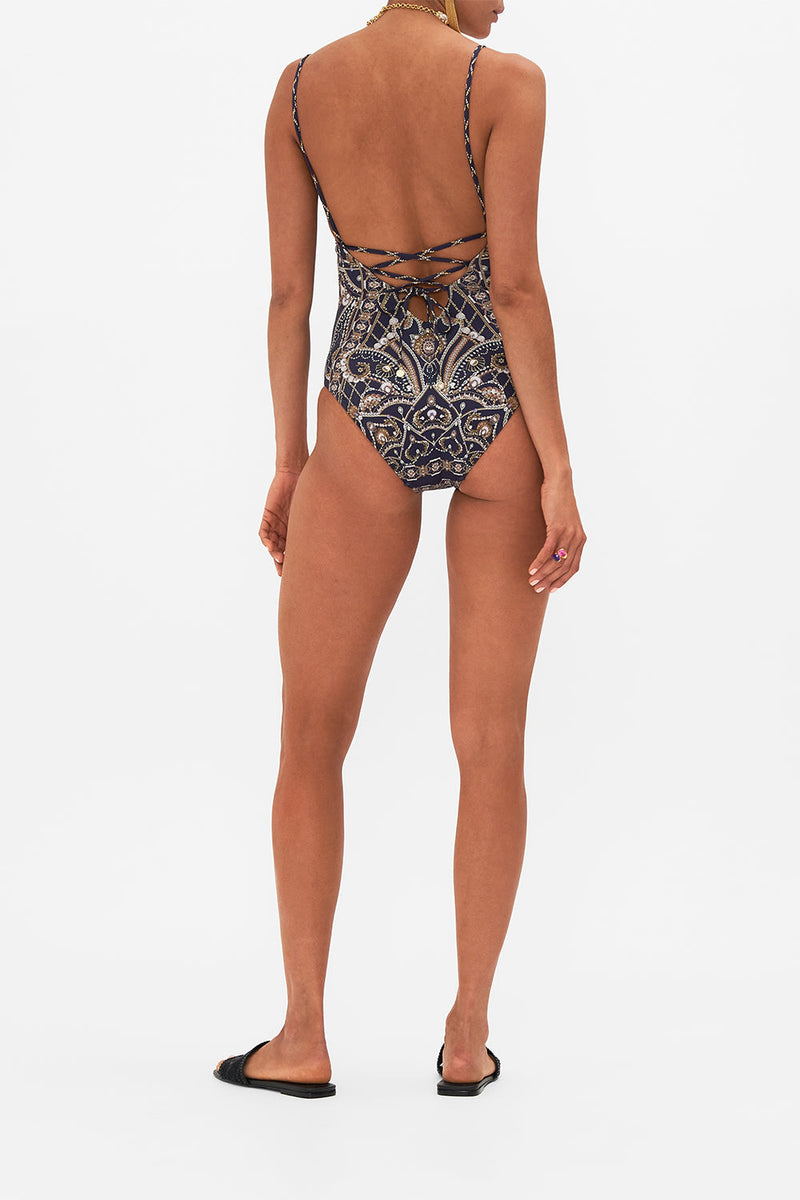 TIE BACK V-NECK ONE PIECE TEMPLE TEMPTRESS
