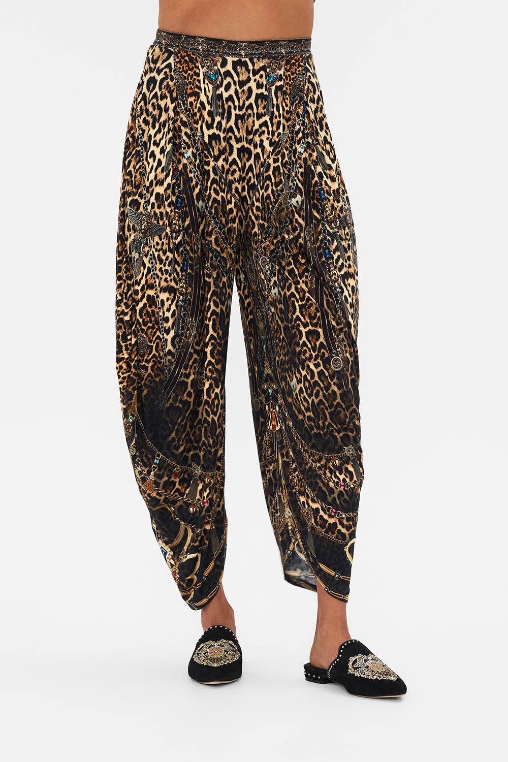 CAMILLA leopard split hem jersey pant in Amsterglam print.
