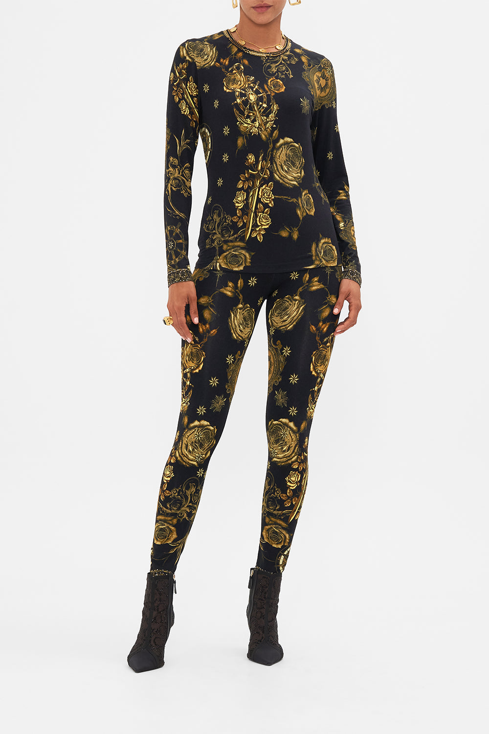 CAMILLA black long sleeve top in So Says the Oracle print.