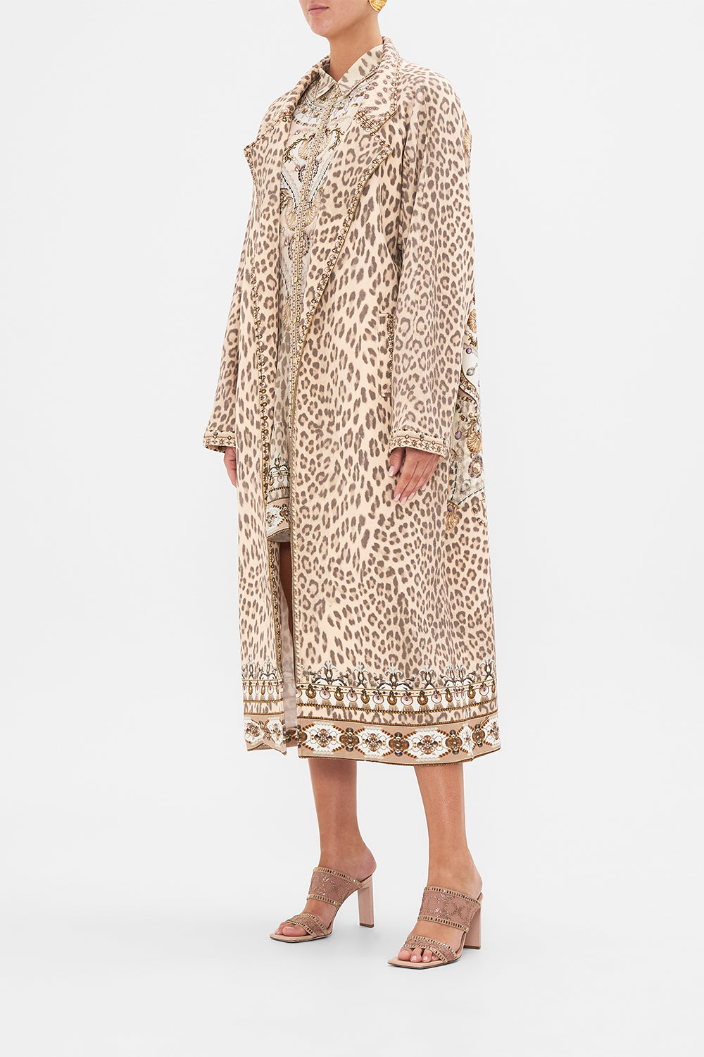 CAMILLA printed trench coat in Grotto Goddess print