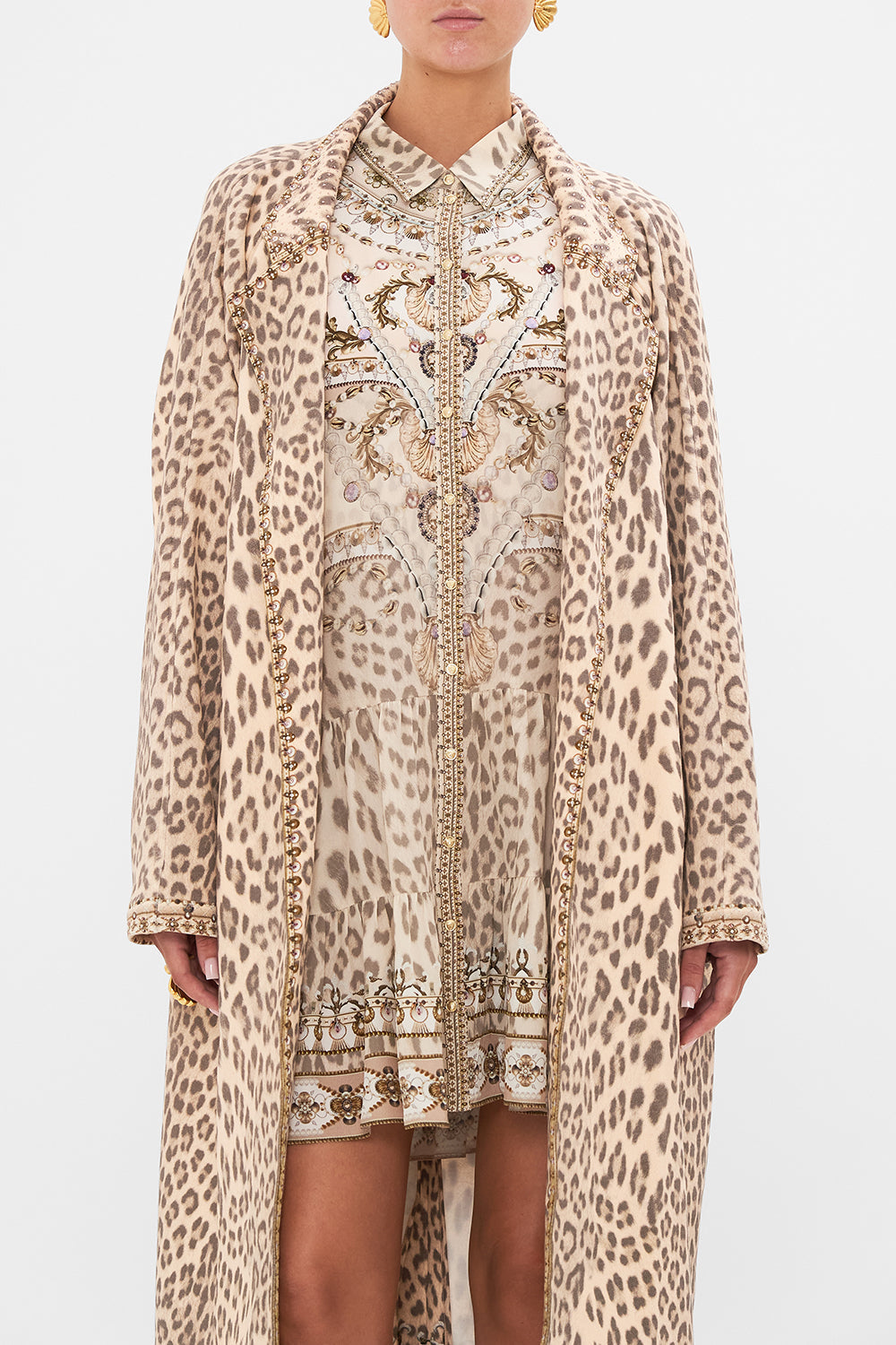 CAMILLA printed trench coat in Grotto Goddess print