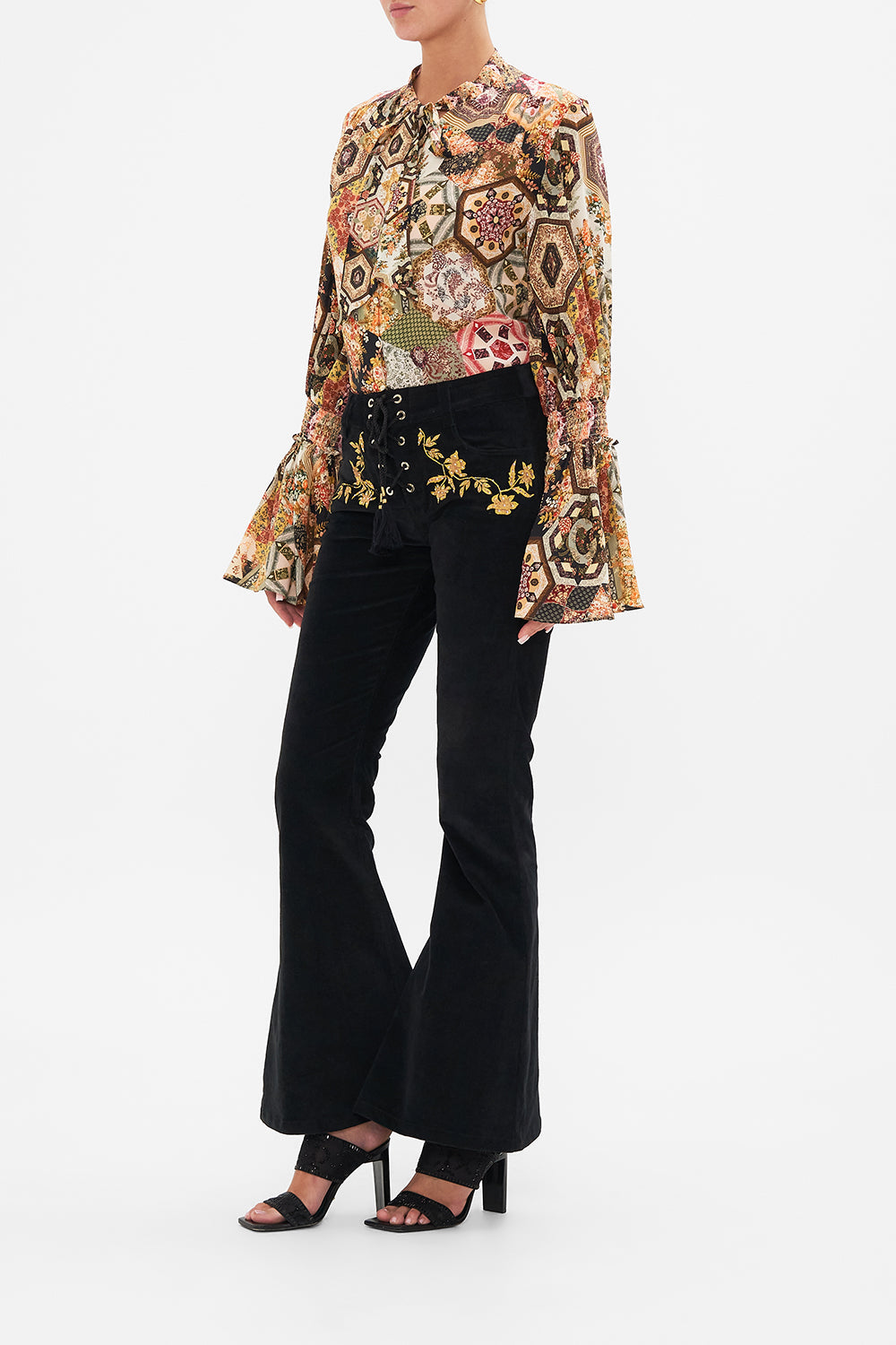 CAMILLA floral Eyelet Front Pant in Stitched in Time