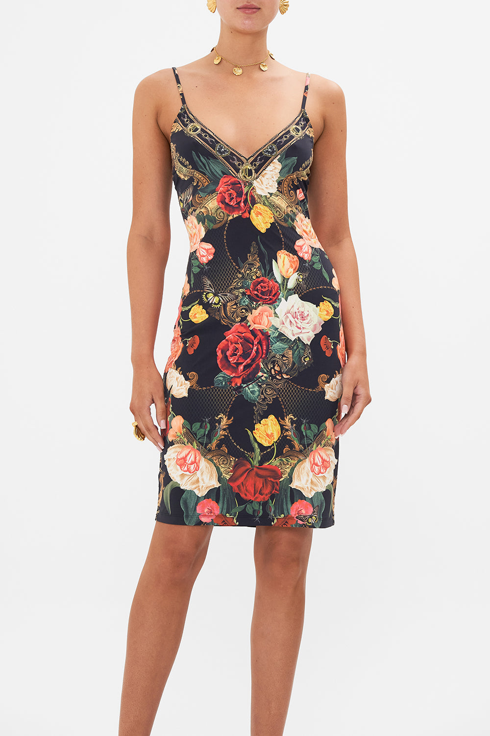 CAMILLA floral v-neck slip in Magic in the Manuscripts