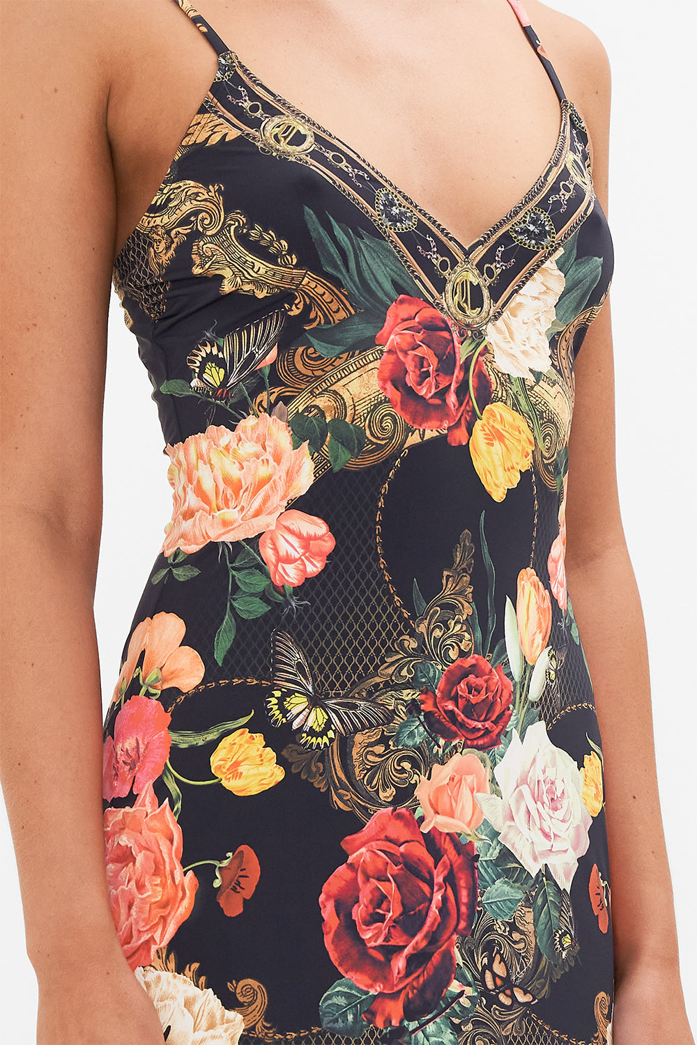 CAMILLA floral v-neck slip in Magic in the Manuscripts
