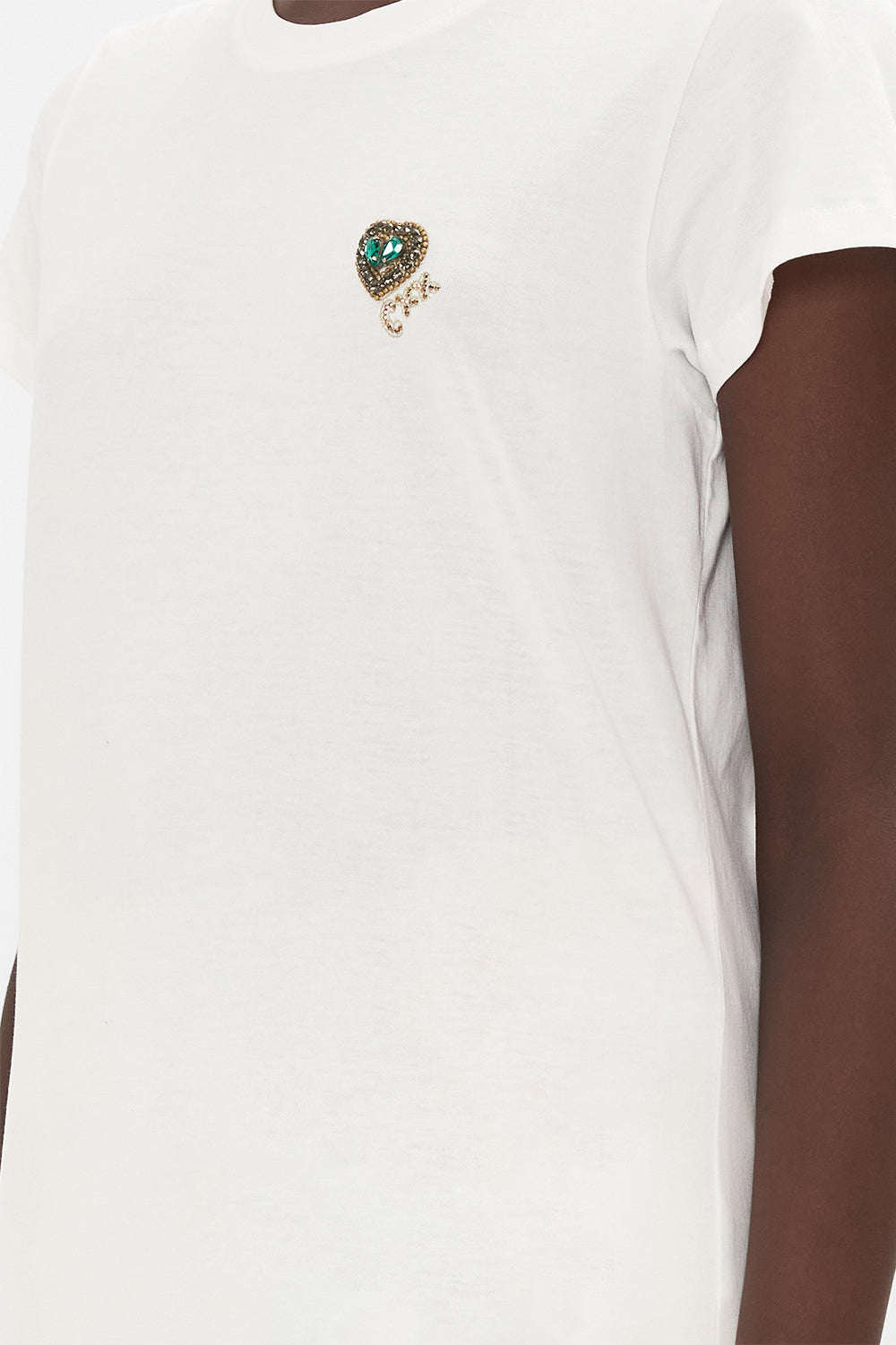 CAMILLA slim fit graphic t shirt in plumes and Parterres print