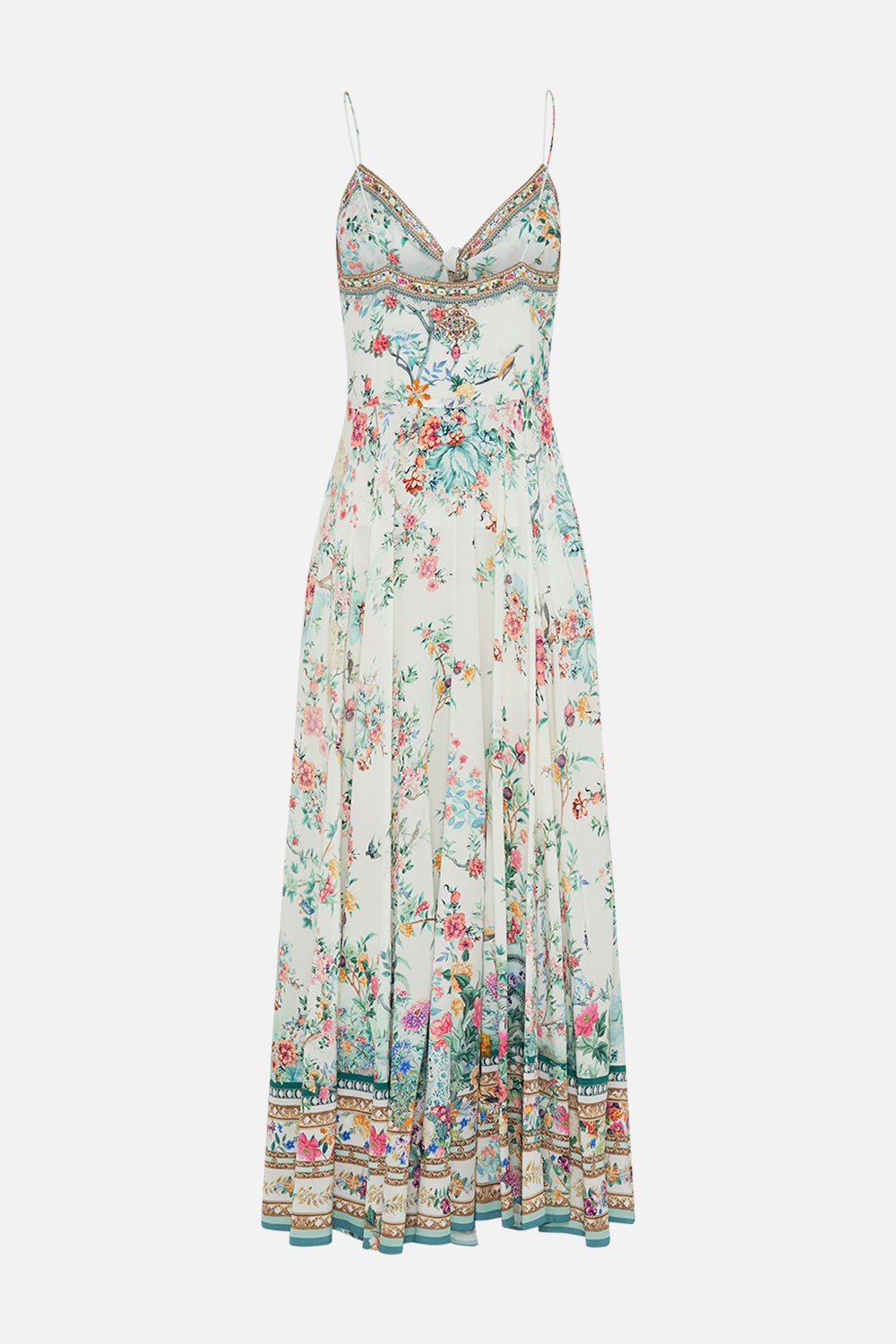 CAMILLA tie front maxi dress in Pluems and Parterres print