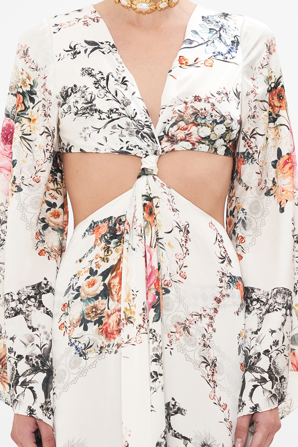 CAMILLA white floral print dress in De Haar Memoirs print