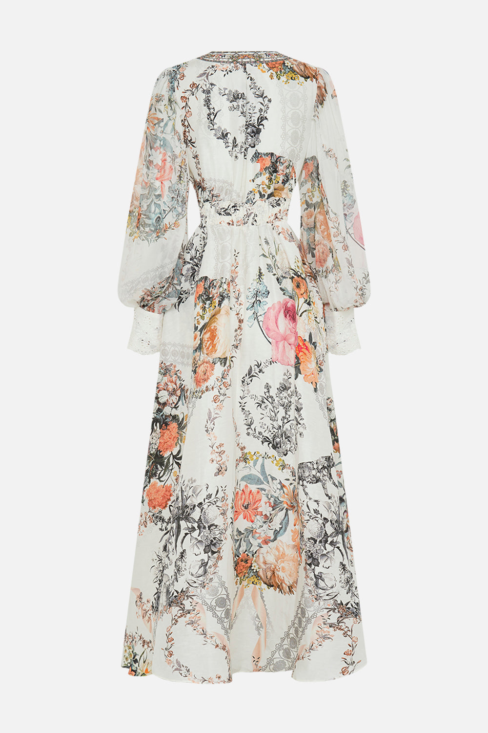 CAMILLA white silk drress in De Haar Memoirs print