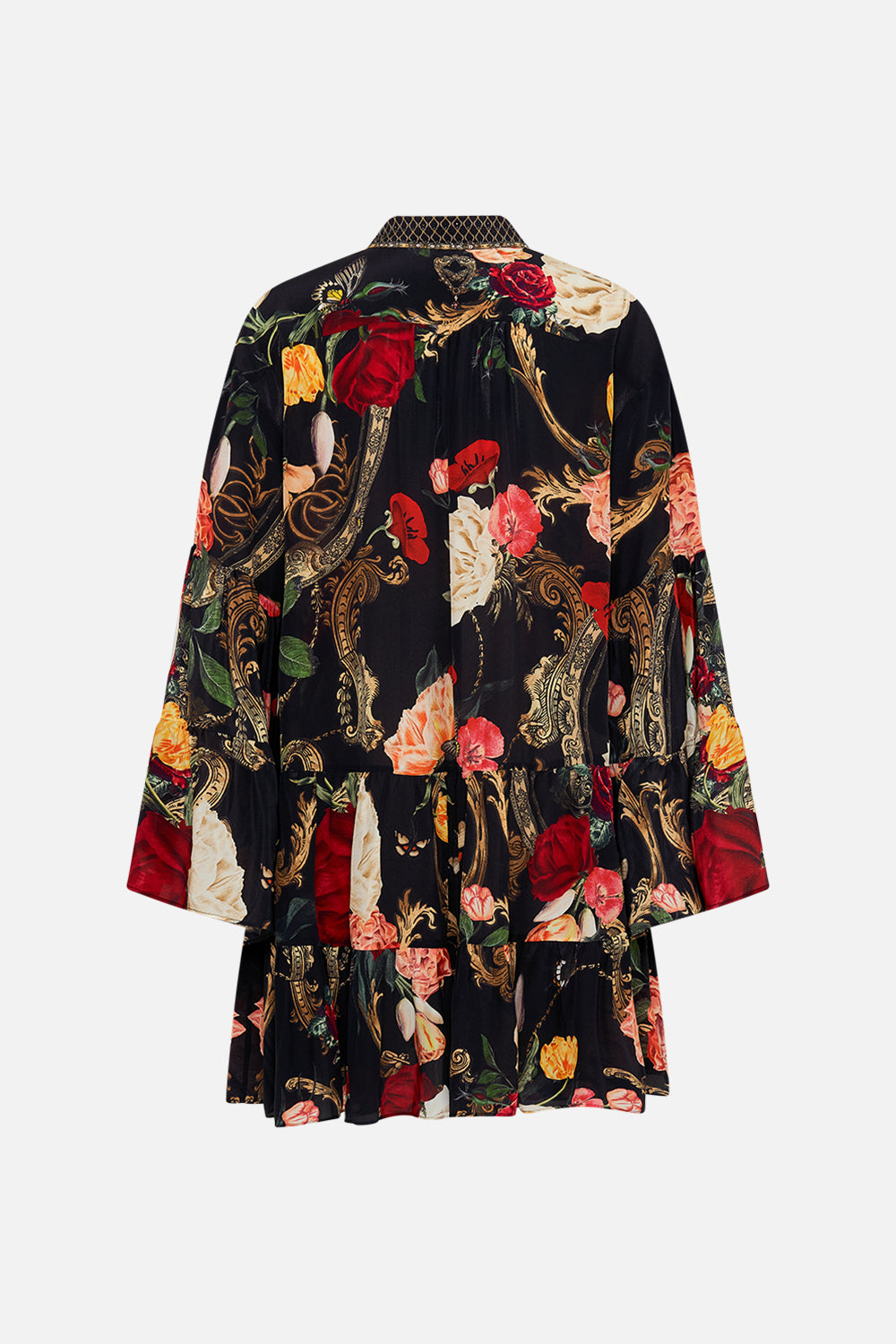 CAMILLA Black Tiered Dress with Collar in Magic in the Manuscripts