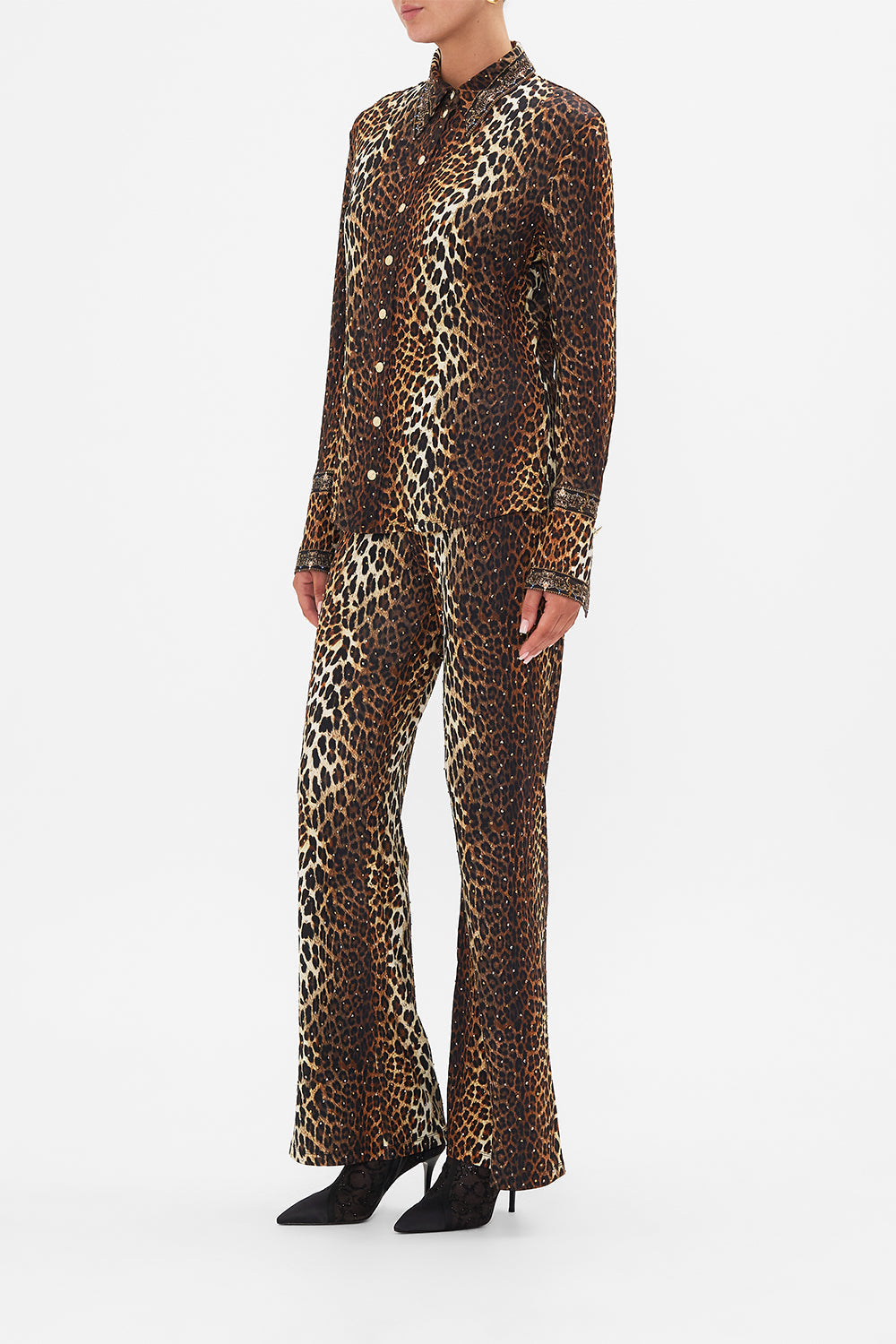 CAMILLA Leopard Fitted Jersey Shirt in Amsterglam