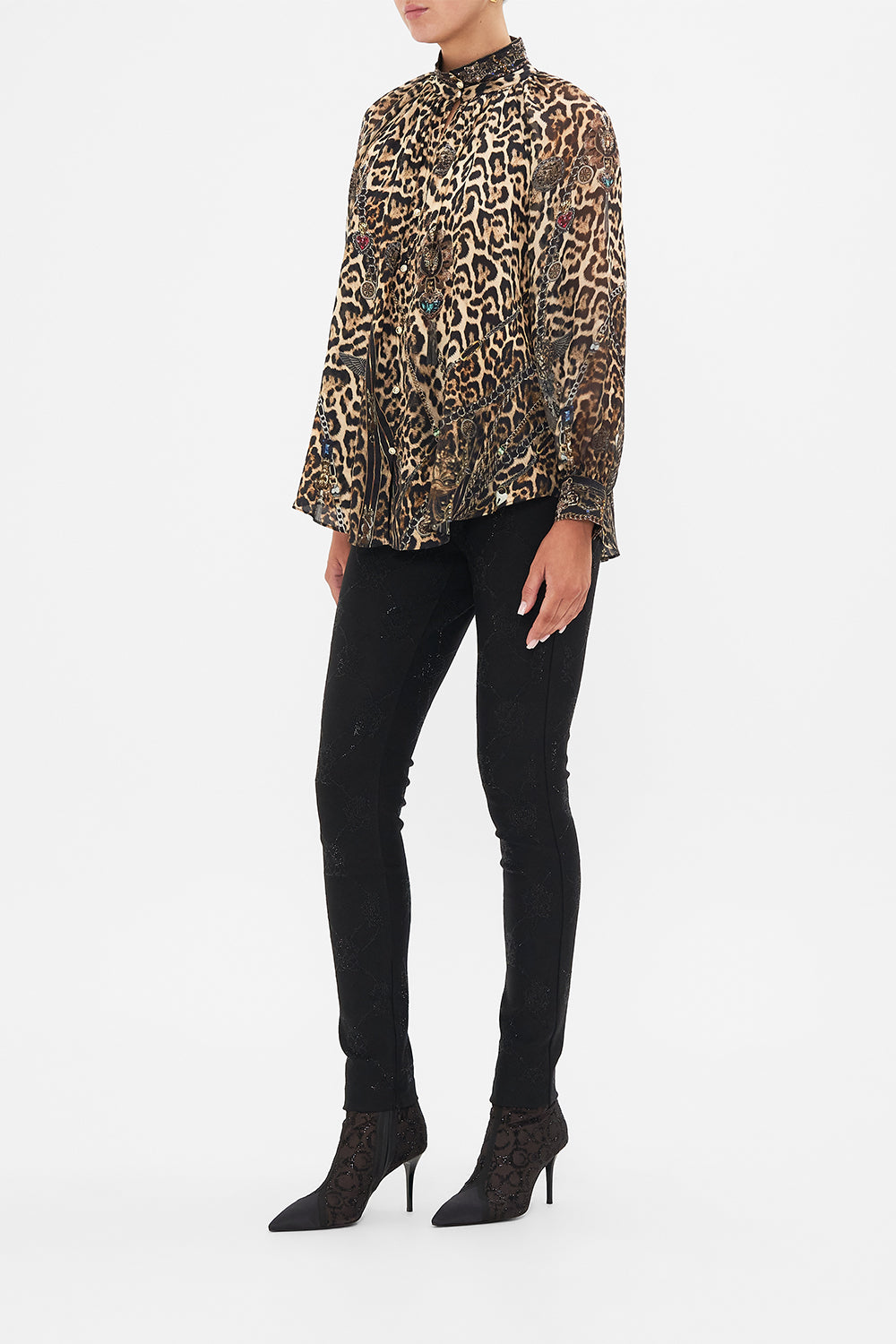 CAMILLA Leopard Raglan Button Up Shirt in Amsterglam