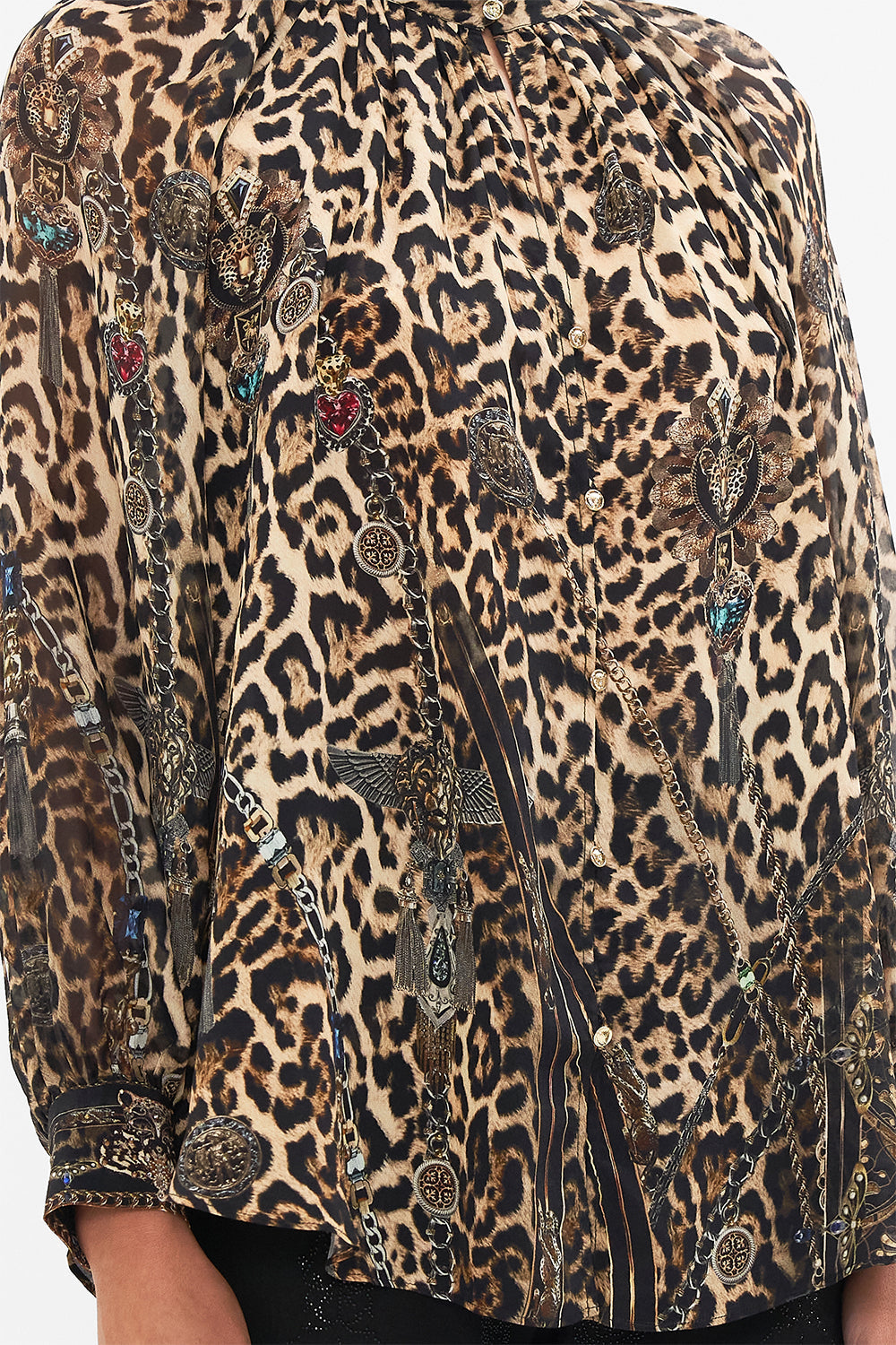 CAMILLA Leopard Raglan Button Up Shirt in Amsterglam