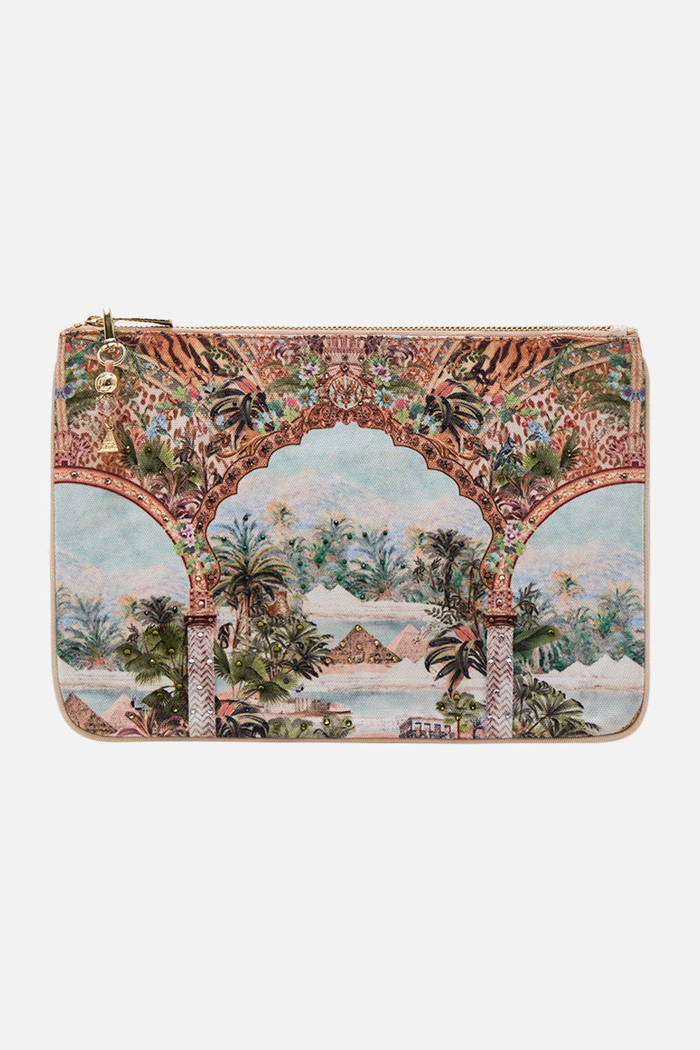 CAMILLA Small Canvas Clutch in Views of the Valley Print