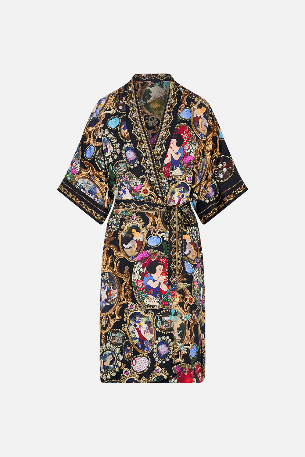 Disney CAMILLA silk robe in Happily Ever After print