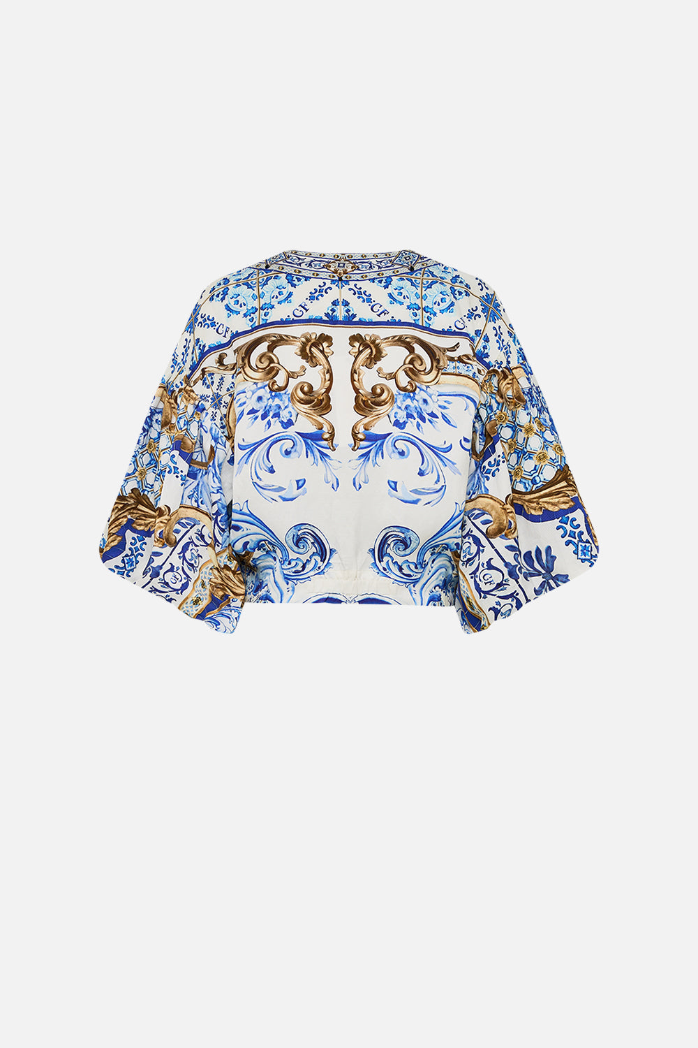 TIE FRONT PUFF SLEEVE TOP AZUL ADVENTURES