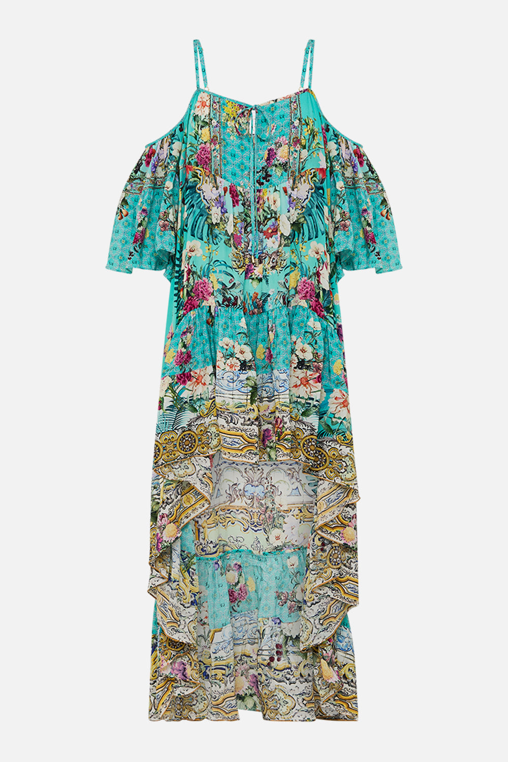 COLD SHOULDER HIGH LOW DRESS GARDENS OF QUELUZ