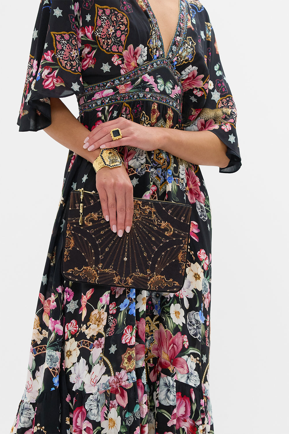 SMALL CANVAS CLUTCH BAROQUE AROUND THE CLOCK