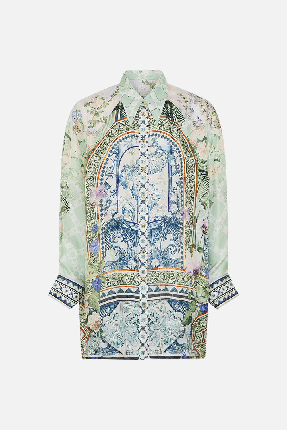 LONG LINE SHIRT WITH YOKE AND BUTTON DETAIL JARDIM PARTY