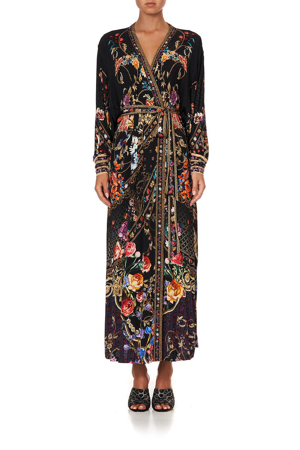 JERSEY WRAP DRESS WITH EXAGGERATED BLOUSON SLEEVE BLUSHING MANOR