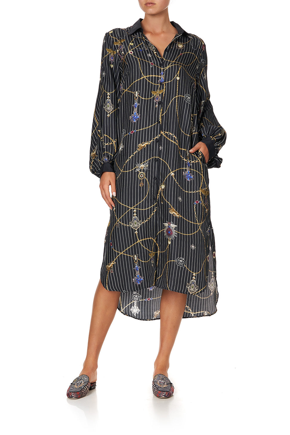 HIGH LOW MIDI SHIRT DRESS PUNK OF PRIMROSE