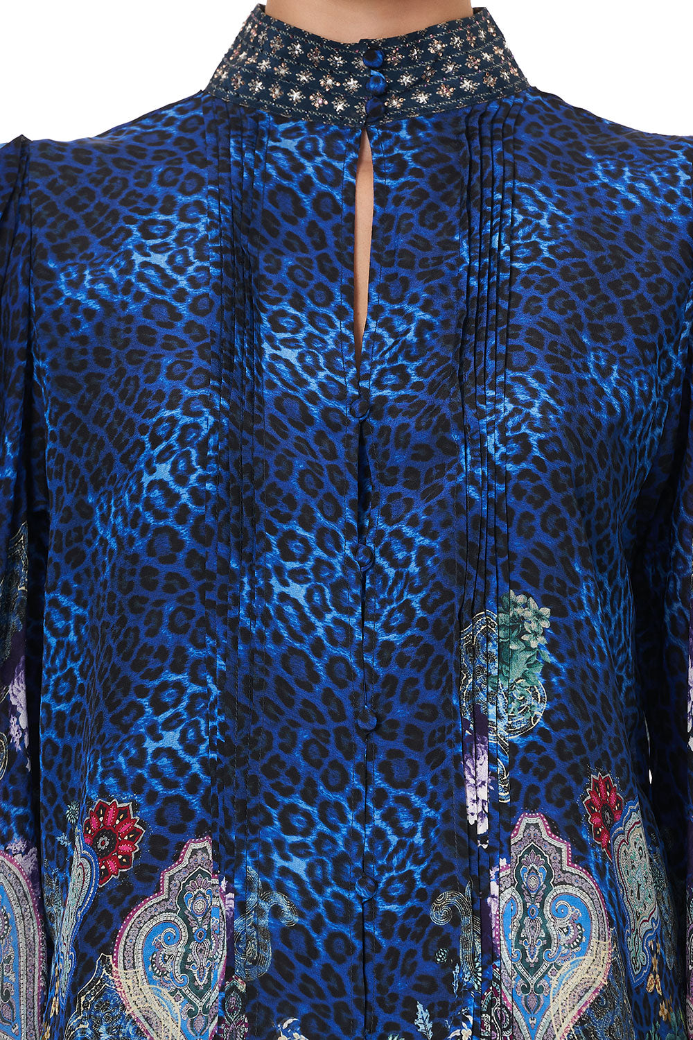 PINTUCK BLOUSE WITH DRAPED SLEEVE CAMDEN MOON