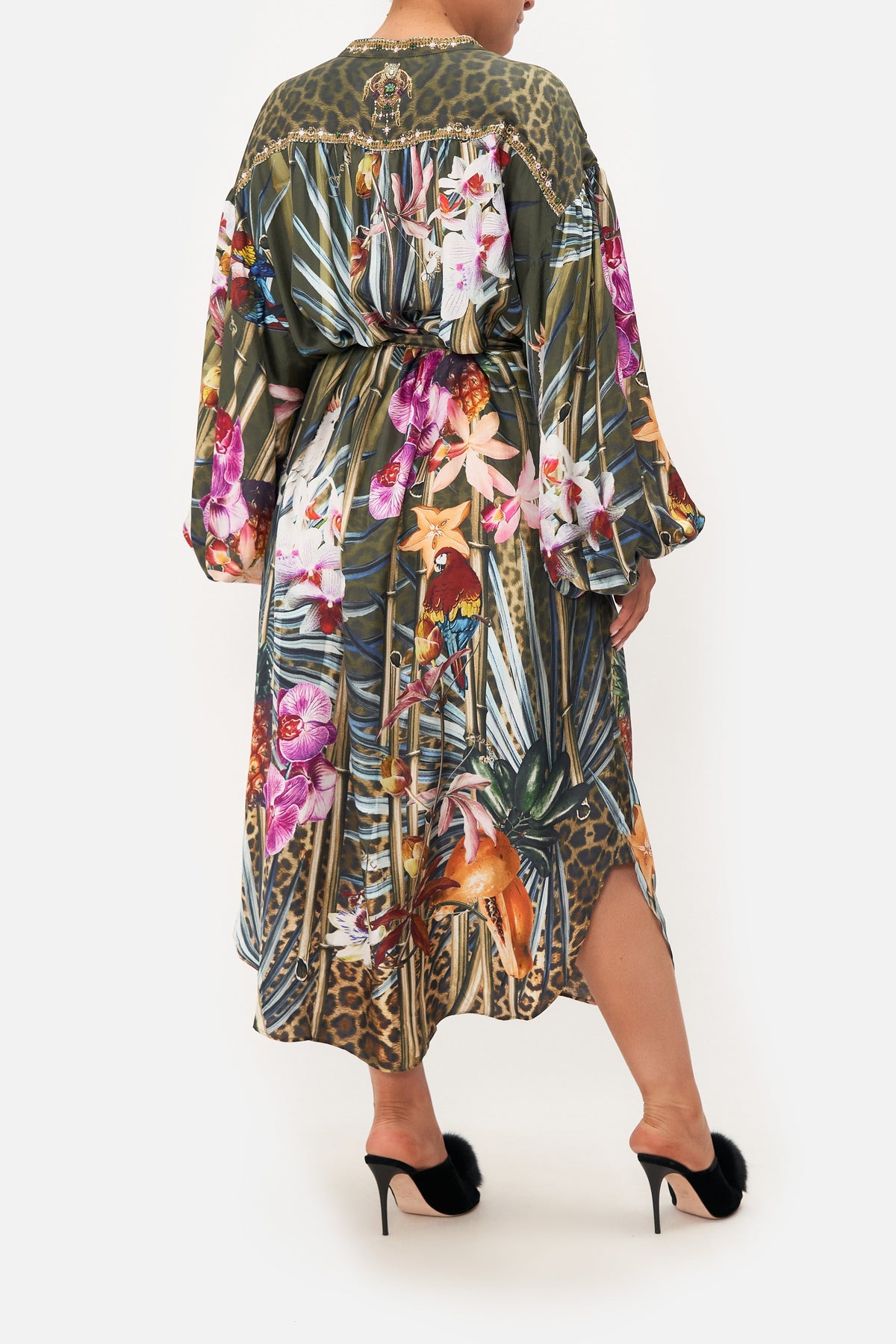 BLOUSON SLEEVE MIDI DRESS PASSPORT TO PARADISE