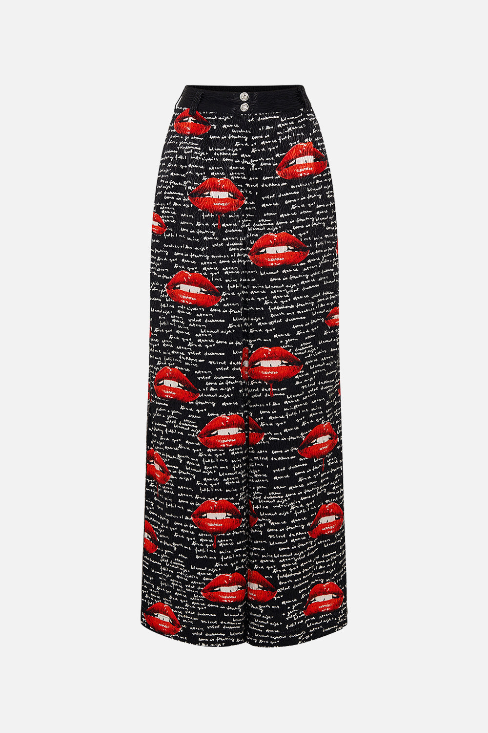 Product view of CAMILLA palazzo pants in black Chaos Magic print