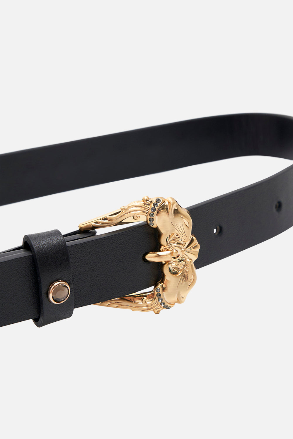 SKINNY BUCKLE BELT SOLID BLACK