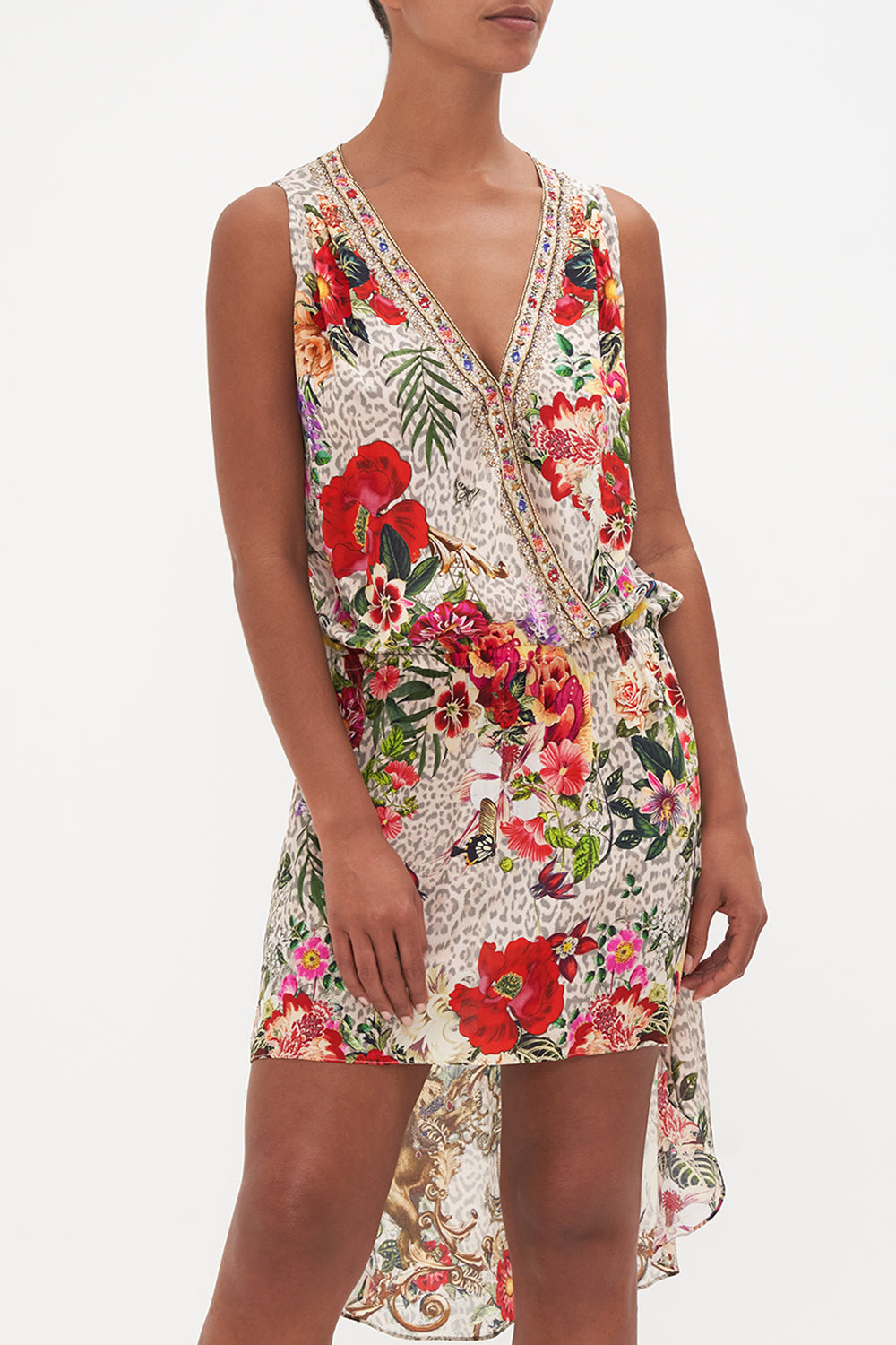 CROSS OVER DRESS WITH LONG BACK LEOS BOUQUET