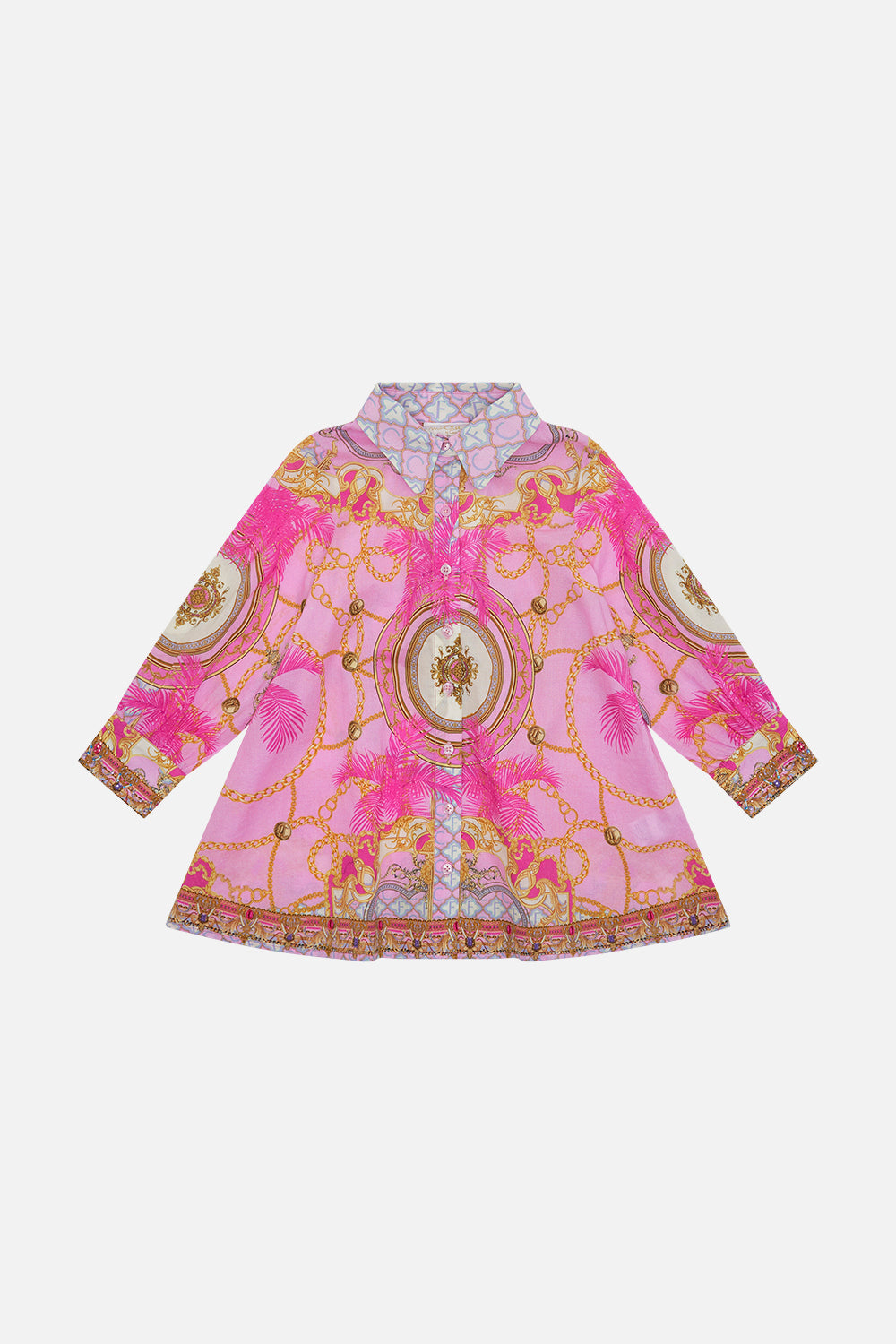 Product view of MILLA BY CAMILLA kids mini shirt dress in Tiptoe The Tightrope print