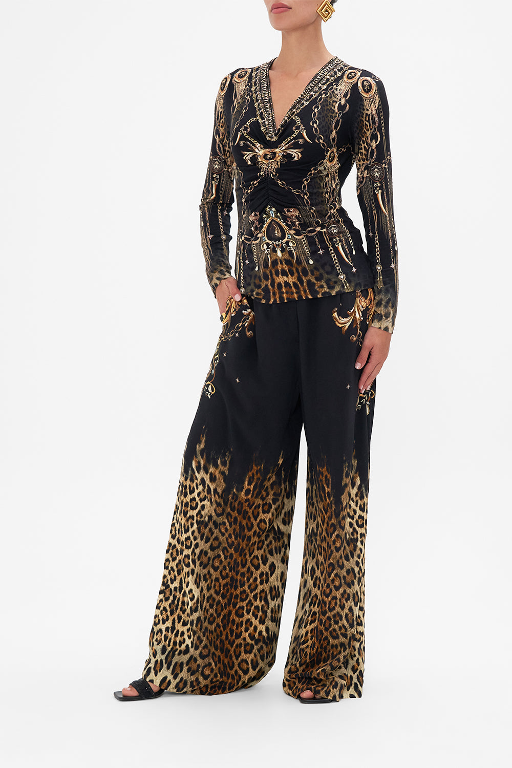 RUCHED LONG SLEEVE JERSEY TOP JUNGLE DREAMING